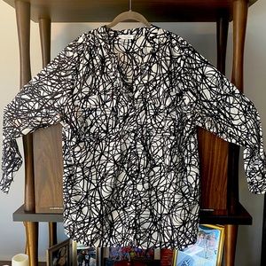 Calvin Klein Button Up Two Pocket Tunic Blouse